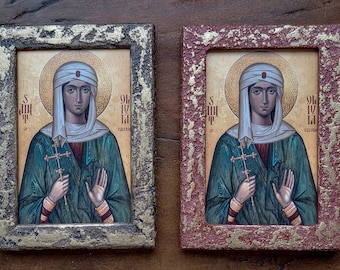Handcrafted Saint Olivia of Palermo Icon | Catholic Wooden Wall Art | Spiritual Gift