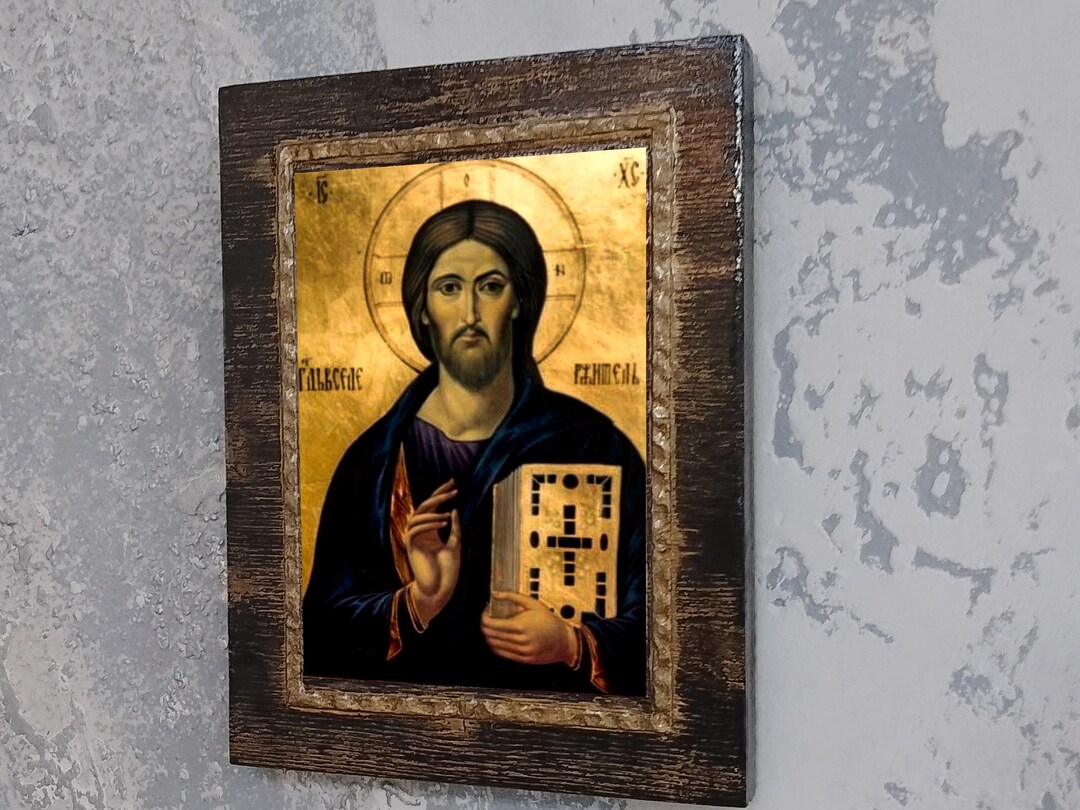 Jesus Christ Icon | Handcrafted Wooden Orthodox, Byzantine Art - Etsy