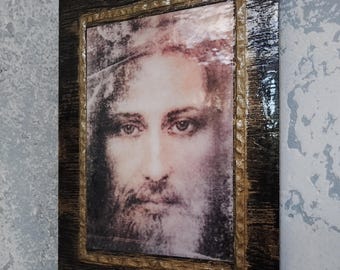 トリノの聖骸布のイエス・キリスト聖顔｜木製イコン｜カトリックの霊的贈り物
