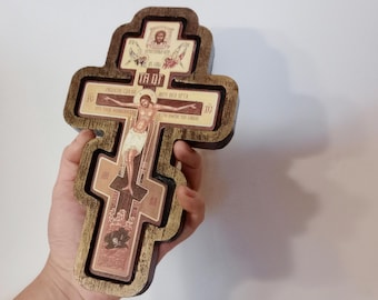 Wooden Wall Cross Handmade Religious Decor Christian Home Art Rustic Crucifix