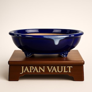 Satomi- Blue wavy-edged pot  Japanese Bonsai pot -  Japanese - bonsai - handmade - unique - Tokoname