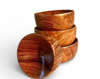 Pinch Schalen aus Holz | 4er Set, Rustikale Gewürzschalen