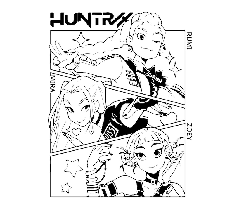 Kpop Domen Huntrix Trio Girls Rumi Mira Zoey SVG | Anime Style Design ...