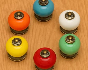 Colorful Ceramic Drawer Knob | Single-Hole Cupboard Handle