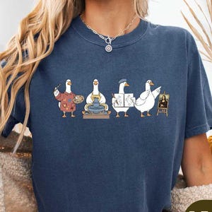 Camiseta divertida de ganso para profesor de arte, camiseta gráfica para clase de arte, regalo vintage de pintor, camiseta creativa para escuela, ropa para estudiantes de arte, suéter para profesor artista