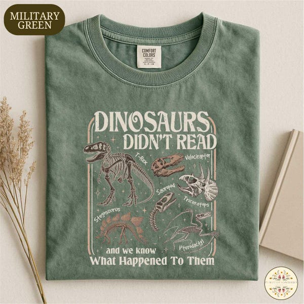 Chemise dinosaures n'ont pas lu, t-shirt enseignant dinosaure drôle, T-shirt amateur de livres, sweat-shirt alphabétisation bibliothécaire, cadeau livresque dinosaures pour lecteur