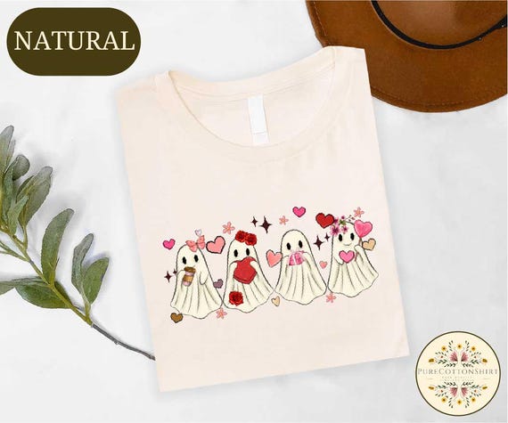 Valentine Ghost Shirt, Spooky Ghost Tee For Valentines Day, Be My Boo Romantic Couple Top, Cute Love Ghost Sweater, Ghosts With Hearts Shirt