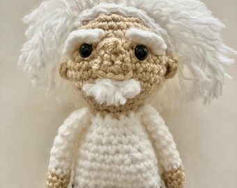 Patrón de crochet Mini Einstein: Muñeco científico Amigurumi (Descarga digital)