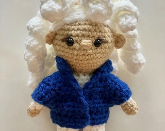 Patrón de crochet de Isaac Newton: Muñeco científico amigurumi (Descarga PDF)