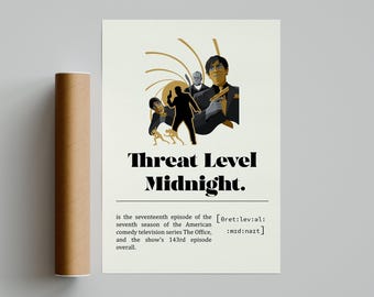 Plakat z serialu telewizyjnego The Office Threat Level Midnight w minimalistycznym stylu | Sztuka w stylu retro | Plakat na zamówienie | Grafika ścienna | Michael Scott