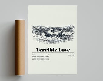 Póster de "El amor terrible nacional" / Póster musical minimalista / Impresión artística retro vintage / Póster personalizado / Impresión artística de pared / Decoración del hogar