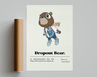 Kanye West Dropout Bär Poster | Minimalistisches Musik Poster | Vintage Retro Kunstdruck | Personalisiertes Poster | Wand Kunst Druck | Wohndekor