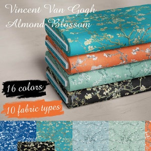 Van Gogh Almond Blossom Home Decor or Upholstery Fabrics Linen Cotton Canvas Cotton Sateen Velvet Minky tapestry curtain 100% Organic