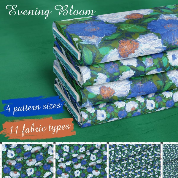 Evening Bloom Home Decor or Upholstery Fabrics Linen Cotton Canvas Cotton Sateen Velvet Minky tapestry curtain 100% blue orange green cream