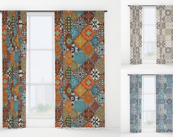 Teal orange curtains | Etsy