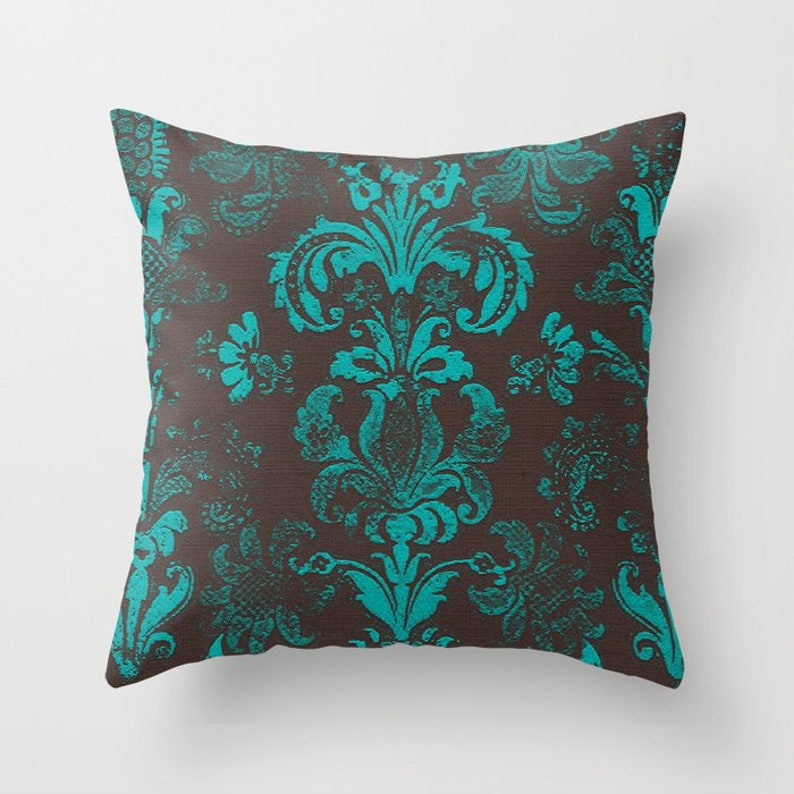 Turquoise Blue Chocolate Brown Throw Pillow Mix and Match Etsy
