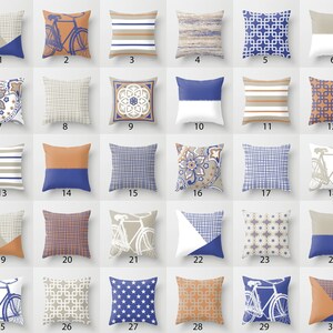 Rust and cheap blue pillows