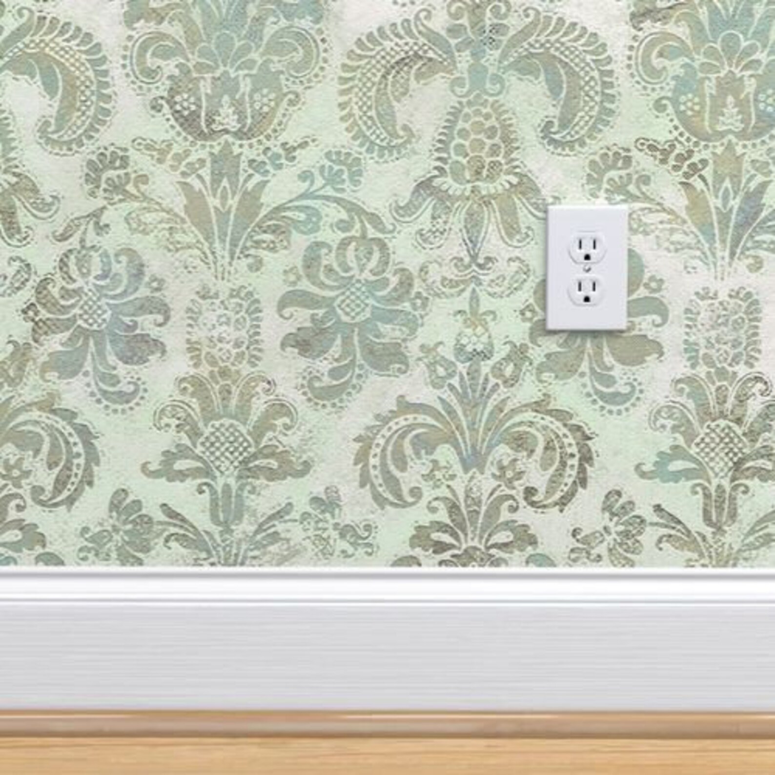 Grunge Damask Wallpaper Duck Egg Blue Sage Green REMOVABLE Etsy