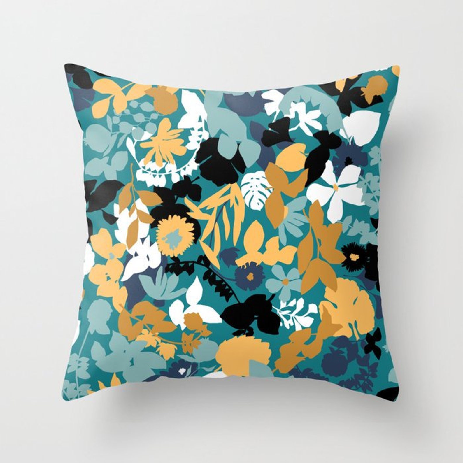 Mustard Yellow Teal Aqua Indigo Blue White Throw Pillow Mix Etsy
