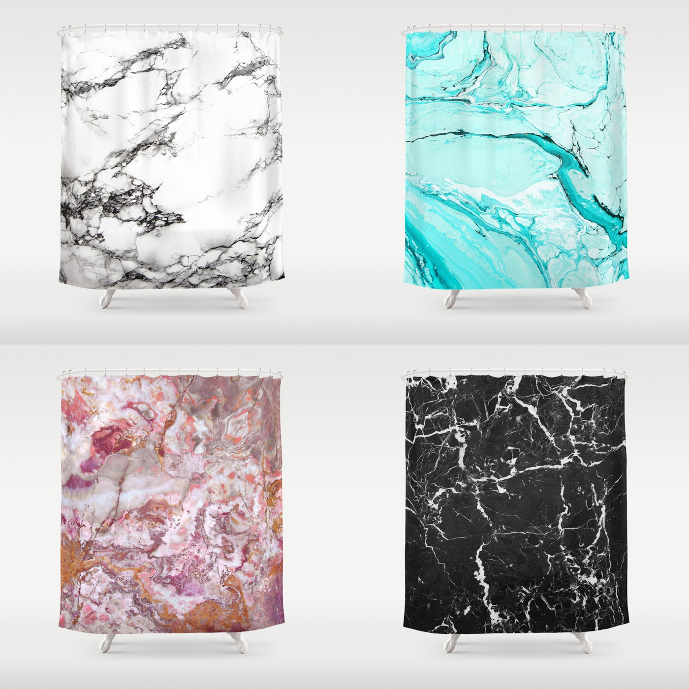 Marble Shower Curtain 70x70 71 x 74 70x83 70x90 Black White Etsy