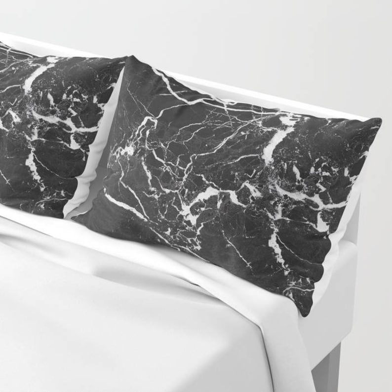 Black Marble Pillow Sham standard or Black marble throw pillow | Etsy