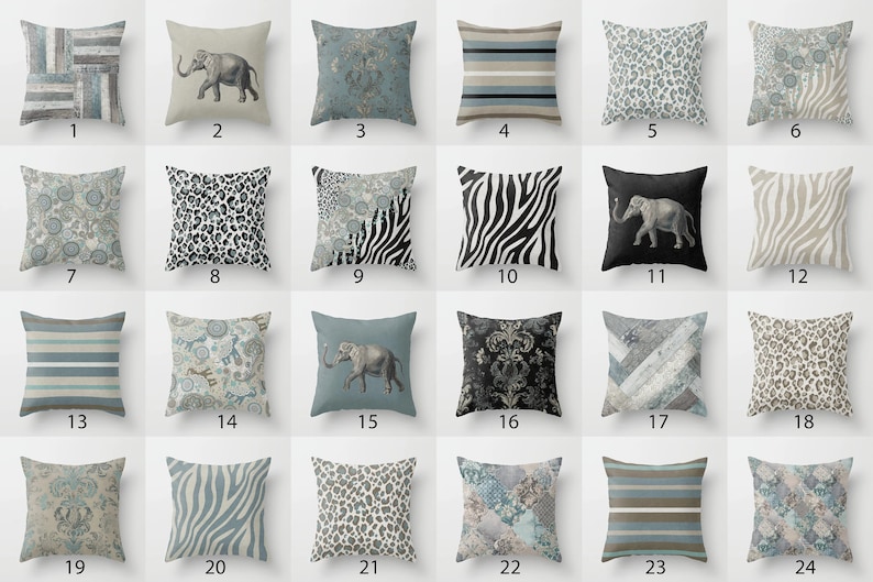 Teal Grey Beige Black Taupe Throw Pillow Mix and Match Indoor Etsy