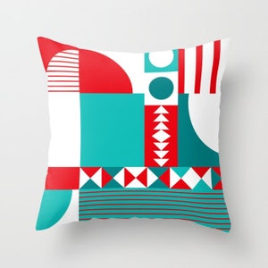 Crimson Turquoise White Pillow Mix and Crimson Aqua White Pillow Mix and Match