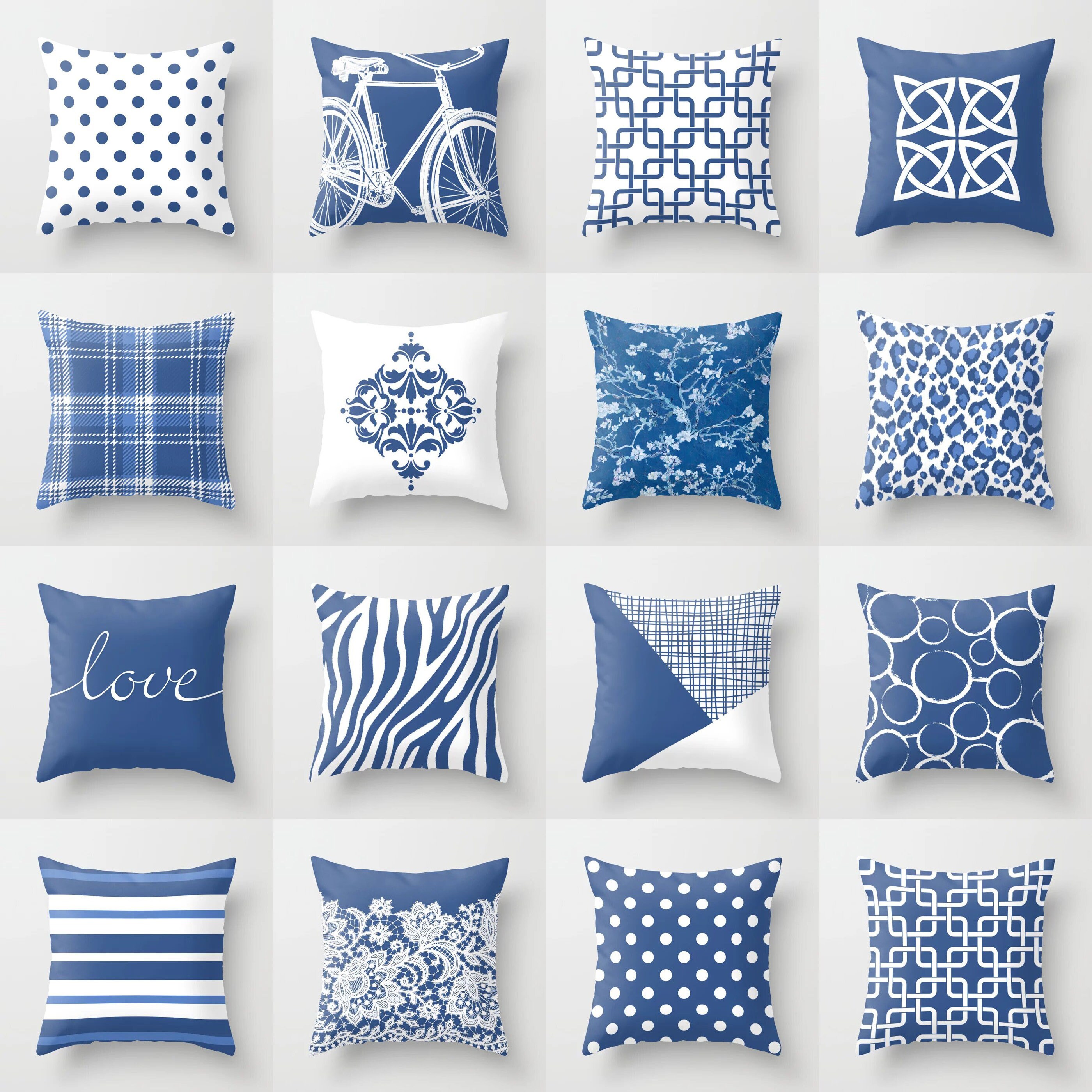 Blue white throw pillows hotsell