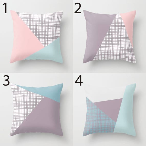 NORDIC Color Block Triangles Throw Quilted Memory Foam Pillow 71x 46cm