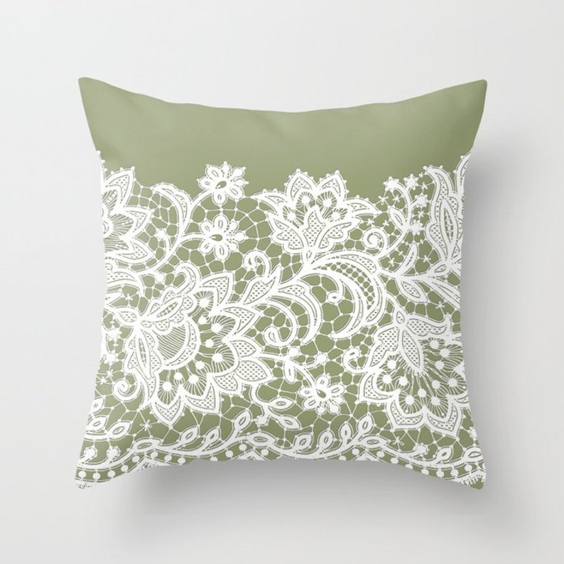Sage Olive Green White Throw Pillow Mix and Match Indoor Etsy UK