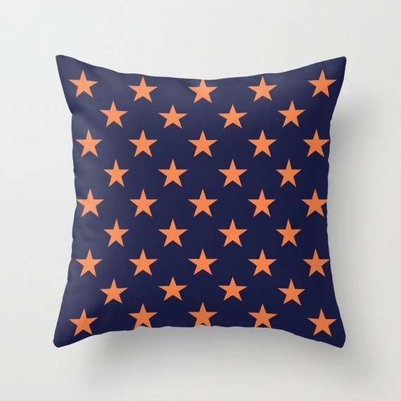 Orange Navy Blue White Throw Pillow Mix Orange Navy Blue White Throw Pillow Mix