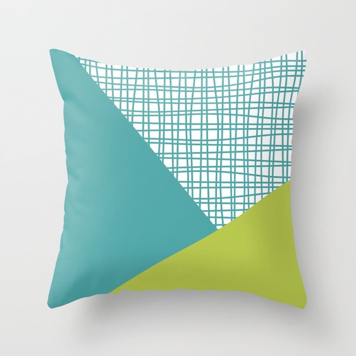 Pillow Perfect Leaf Block Teal/Citron 16.5-inch Throw Pillow Graphic Print  Blue Square Throw Pillow in the Outdoor Decorative Pillows department at