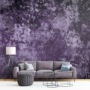 Concrete Texture Wall Mural purple violet black CUSTOM SIZE Peel and Stick Self Adhesive PrePasted repositionable bathroom dark bold organic
