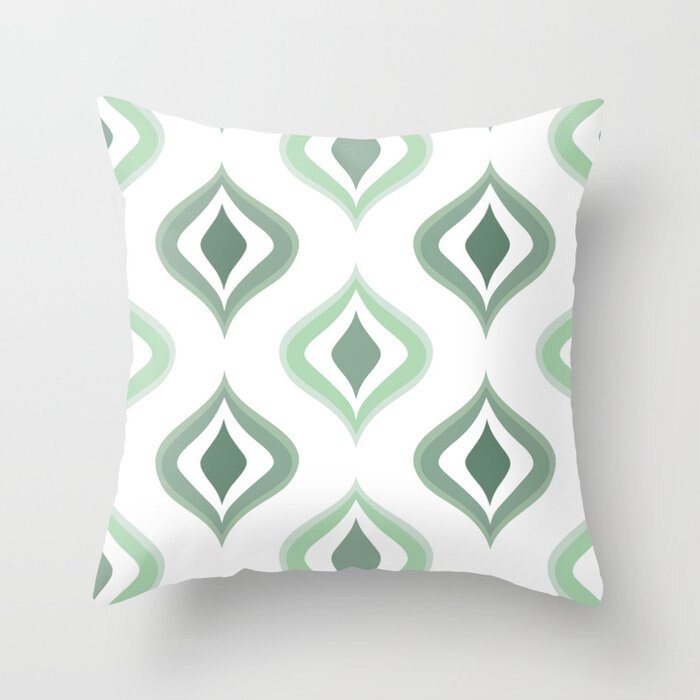 Sage Olive Green White Throw Pillow Mix and Match Indoor Outdoor Cushion  Cover Accent Couch Toss Lime Pistachio Apple Fern Mint Moss Seafoam 