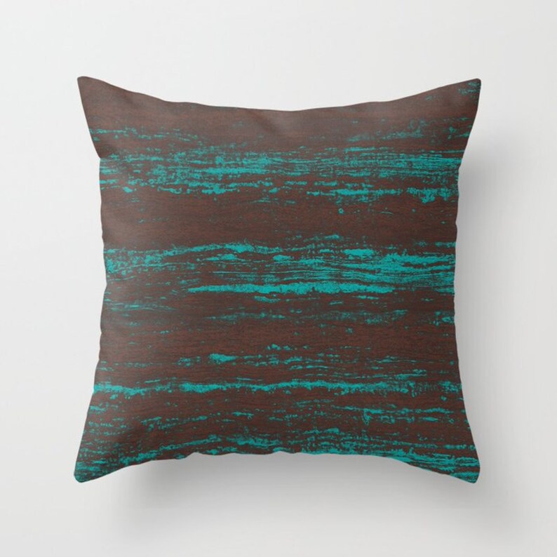 Turquoise Blue Chocolate Brown Throw Pillow Mix and Match Etsy UK