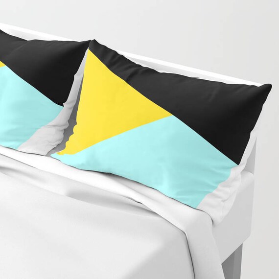Nordic Color Block Pillow Sham Standard Or King Set Of 2 Etsy
