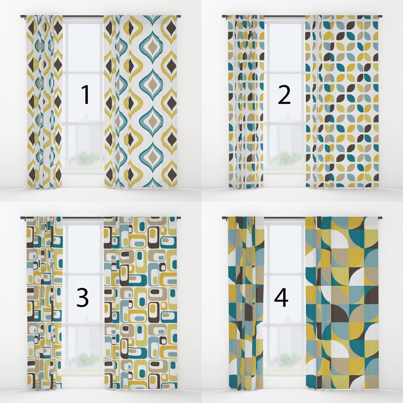 Cortinas de ventana de impresión RETRO 50 x 84 | Etsy