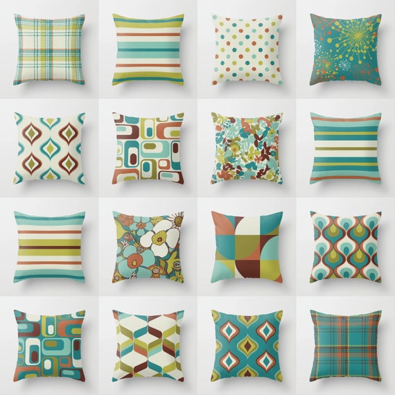 Teal and yellow outdoor pillows hotsell