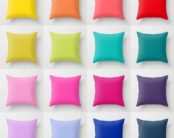 Solid Color Throw Pillow, 16 Bright Color Options, Indoor, Outdoor, Cushion, Light, Toss, Simple, Modern Bedding, Minimalist, Vivid, Bold