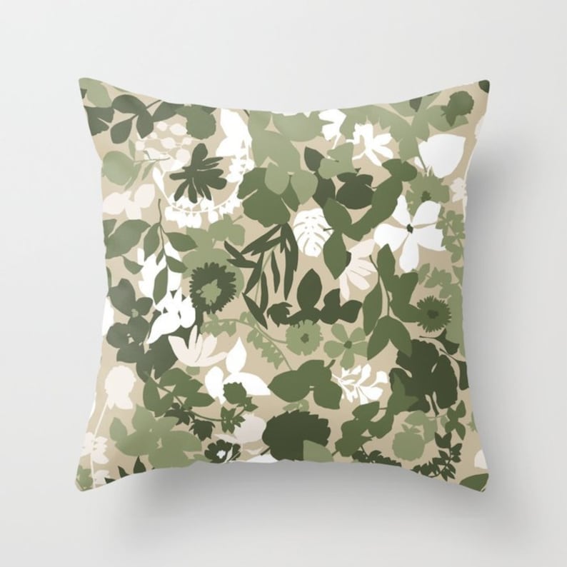 Sage Olive Green Beige White Throw Pillow Mix and Match Indoor Etsy