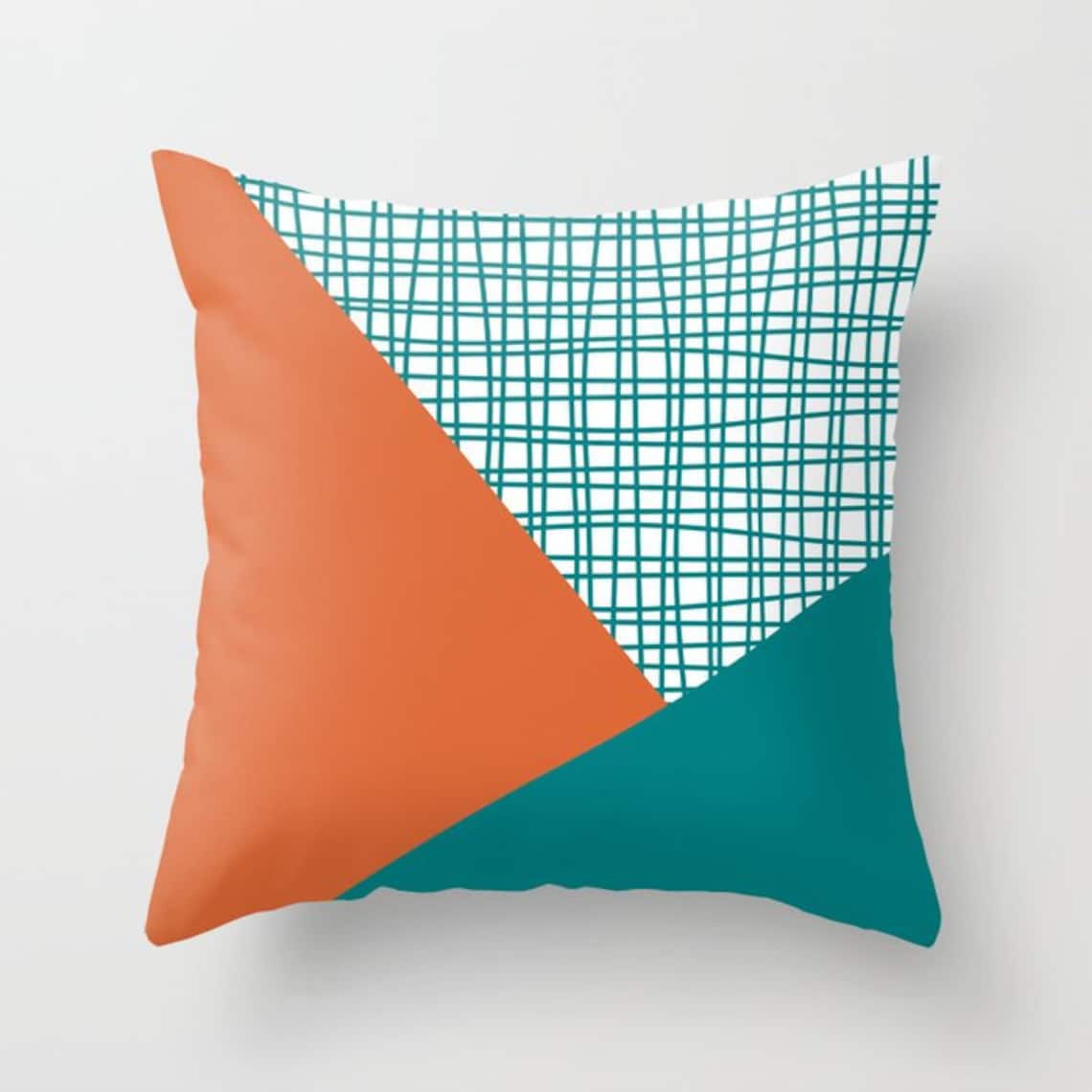 Orange and Teal Throw Pillow Mix and Match Indoor Outdoor Etsy