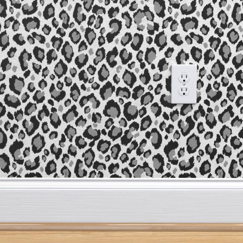 Leopard Wallpaper Black Grey REMOVABLE Peel 'n Stick Self Etsy