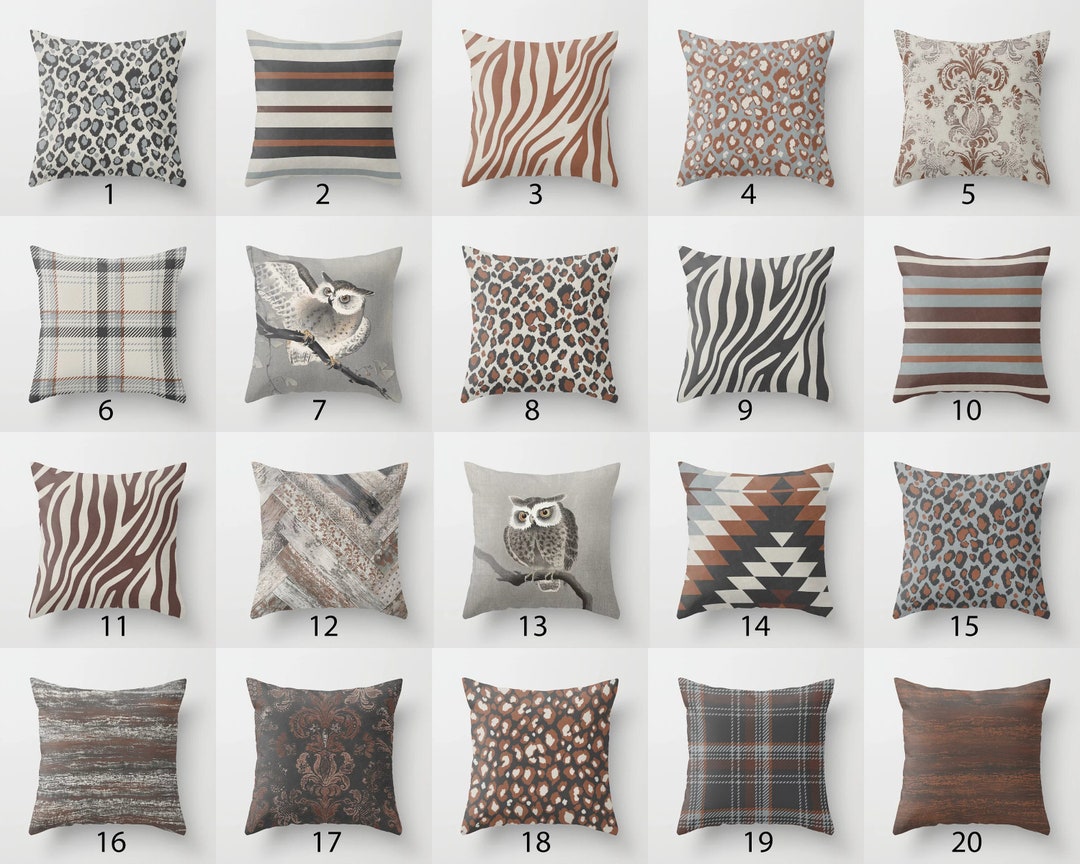 Brown and white throw pillows discount