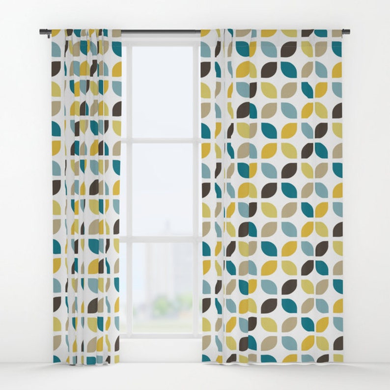 Cortinas de ventana de impresión RETRO 50 x 84 | Etsy