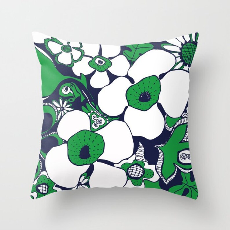 Kelly Green Navy Blue White Throw Pillow Mix and Match Indoor Etsy