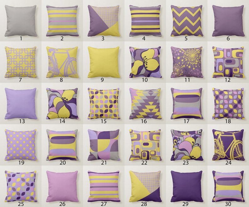 Yellow Purple Throw Pillow Mix And Match Indoor Outdoor Yellow Purple Throw Pillow Mix And