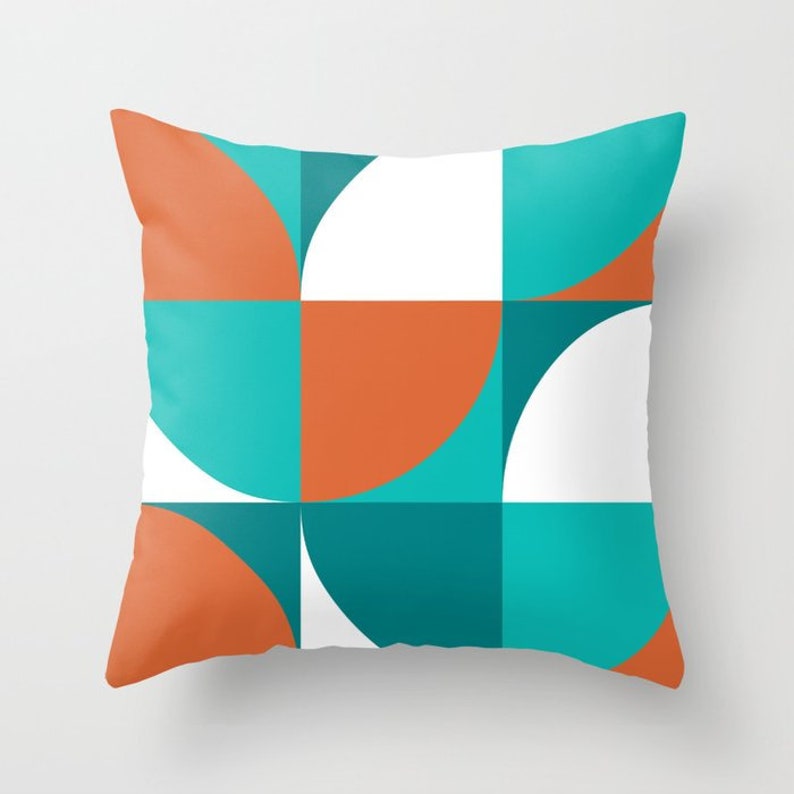 Orange and Teal Throw Pillow Mix and Match Indoor Outdoor Etsy UK