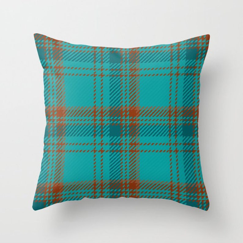 Teal Turquoise Blue Rust Brown Throw Pillow Mix and Match Etsy