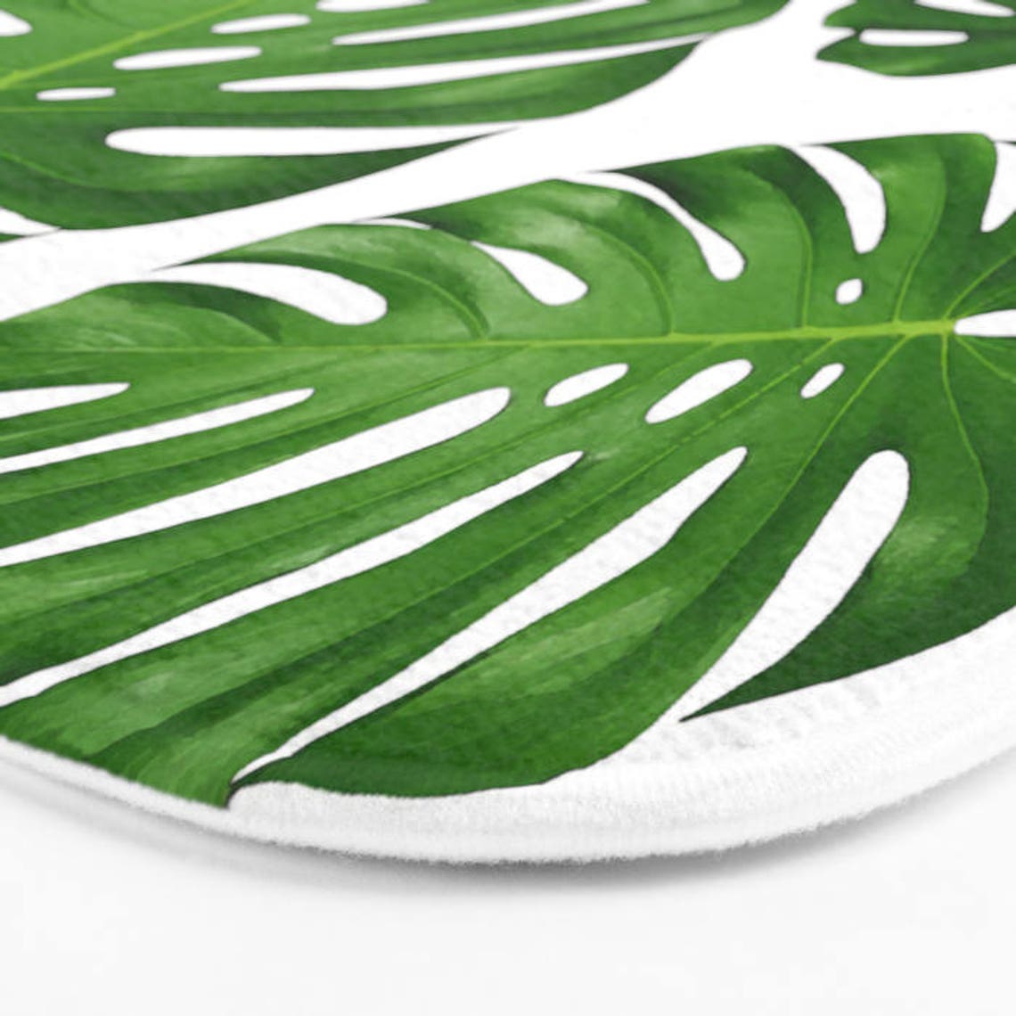 Monstera Leaf Bath Mat Kitchen Plush Rug Memory Foam Bright Etsy