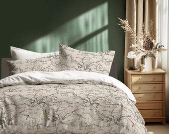 Van Gogh Almond Blossom Cream Blush White 100% Cotton Sateen Bedding Duvet Cover Pillow sham sleeve case standard king queen full twin home